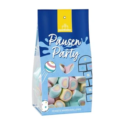 Abbildung von Pausen Party Marshmallows in Geschenkverpackung 90g Das perfekte Geschenk für die Einschulung Kinder zum Schulstart Schultüte Süße