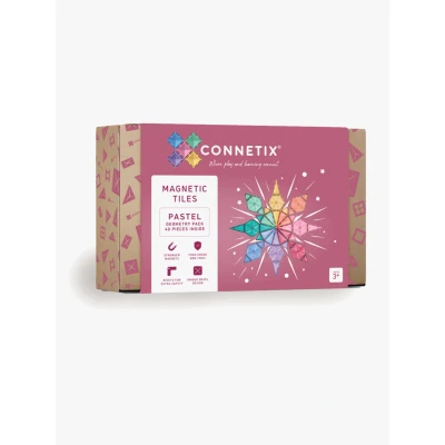 Abbildung von Connetix Magnetspielbausteine Pastel Geometry Pack verstärkte Magnete pädagogisches Lernspiel, (Open Play, 40 Teile), ab 3 Jahren