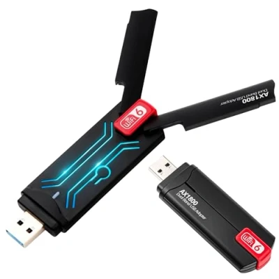 Abbildung von Reagle USB A WiFi 6 Adapter AX1800 Mbps, Dual Band 2,4GHz/5GHz, 2x 5dBi Antennen, Kompatibel mit Windows 7/8/10/11, MU MIMO Technologie, Plug &amp; Play, Hochgeschwindigkeits Netzwerkkarte für Laptop PC