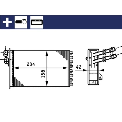 Abbildung von MAHLE ORIGINAL AH 72 000S Wärmetauscher mit Zubehör Abdeckung, Anbauteilen, Schnellkupplungen VOLKSWAGEN: Bora Variant, Golf 4 Variant
