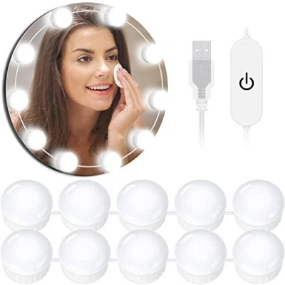 Abbildung von OUSFOT Led Spiegelleuchte Spiegellampe Hollywood Stil Schminklicht für Spiegel mit Schalter Make Up Licht 10 Dimmbar Verstellbare Länge Kaltweiß Verpackung MEHRWEG (Warmweiß)