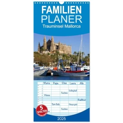 Abbildung von Familienplaner 2025 Trauminsel Mallorca mit 5 Spalten (Wandkalender, 21 cm x 45 cm), CALVENDO