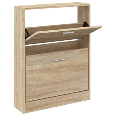 Abbildung von vidaXL Schuhschrank, Schuhregal, Aufbewahrungsschrank, Eingang, Flur, Wohnzimmer, Eiche, 59 x 17 81 cm, Holz