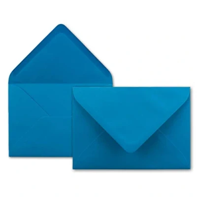 Abbildung von 75x Brief Umschläge in Aqua Blau 80 g/m² Kuverts DIN B6 Format 12,5 x 17,6 cm Nassklebung ohne Fenster