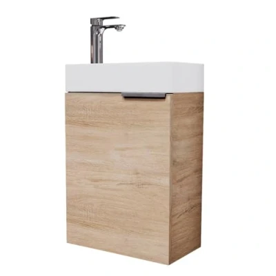 Abbildung von Planetmöbel Waschtisch mit Unterschrank 40 cm Waschbecken Bad Gäste WC, Sonoma Eiche