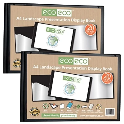 Abbildung von eco Eco095x2 Sichtbuch mit 20 Taschen, A4, 50% recycelt, Schwarz