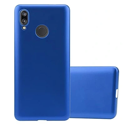 Abbildung von Cadorabo Hülle kompatibel mit Huawei P20 LITE 2018 NOVA 3E Schutzhülle TPU Silikon Case Metallic Design Slim Kratzfest Weiche Gummi Rundumschutz für in Blau
