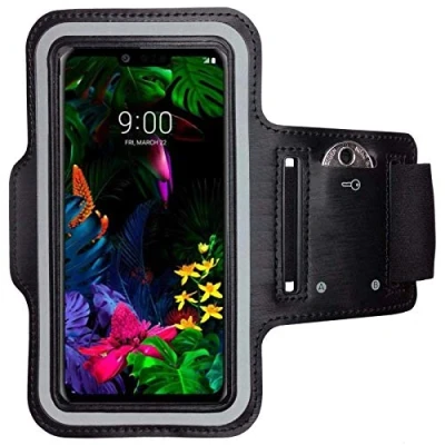 Abbildung von CoverKingz Sportarmband für LG G8 ThinQ Armtasche mit Schlüsselfach Oberarm Halterung Sport Laufarmband Handy Armband Schwarz