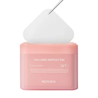 Abbildung von MEDIHEAL Collagen Ampullen Pad (nur Nachfüllpackung) Gesichtswasser aus Baumwolle für Hautstraffung und Wiederherstellung der Elastizität vegane Öko Seidenpads