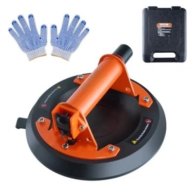 Abbildung von VEVOR Saugheber aus NBR Glasheber φ203mm Vakuumheber Belastbarkeit 99 278kg Glassauger Betriebstemperatur 20 bis 60℃ Plattenheber Vakuum Saugnapf mit Stahlgriff inkl. Aufbewahrungsbox Handschuhe