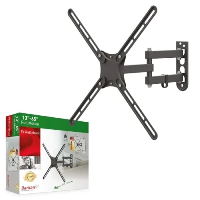 Abbildung von Barkan TV Wandhalterung, 13 65 Zoll Schwenkbar/Neigbar/Vollbewegung Halterung, hält bis 36Kg, für LED OLED LCD, Max. VESA 400x400, E3433, 40 cm Lange