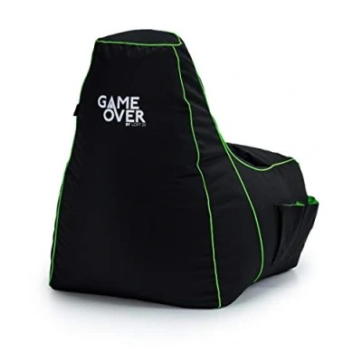 Abbildung von Game Over Video Spiele sitzsack Erwachsene, Indoor Outdoor Bean Bag, Sessel für Gaming Room, Headset Halter &amp; Seitentaschen Controller,Gaming (Magischer Smaragd)