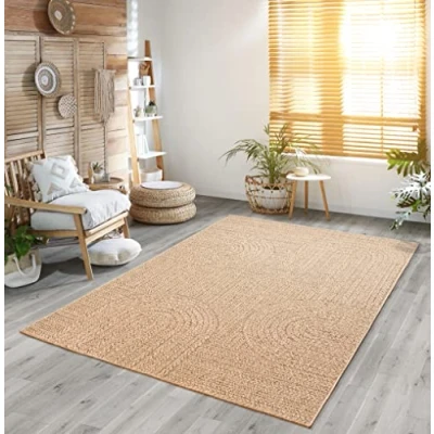 Abbildung von the carpet Kansas robuster In und Outdoor Teppich im natürlichen Jute Look, wetterfest, geeignet für Terrasse Garten, ca. 300 x 400 cm