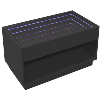Abbildung von vidaXL Couchtisch, Beistelltisch mit Infinity LED, Kaffeetisch Sofatisch für Wohnzimmer, Wohnzimmertisch Stauraum, Schwarz Holzwerkstoff Glas
