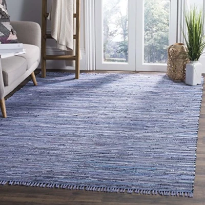 Abbildung von SAFAVIEH Modern Teppich für Wohnzimmer, Esszimmer, Schlafzimmer Rag Rug Collection, Kurzer Flor, Lila und Multi, 183 X 274 cm