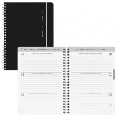 Abbildung von BRUNNEN Schülerkalender (2024/2025) „Plain Black“, 2 Seiten = 1 Woche, A5, 208 Seiten, schwarz