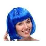 Abbildung von 1 teiliges Perücken Anziehset, blaue Perücke, Brille, Netzhut, personalisiertes Anzieh Kostümzubehör, geeignet für Partys und Cosplay