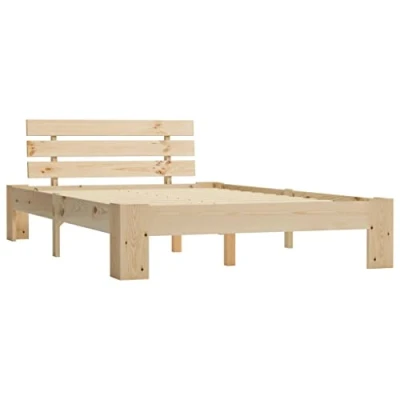 Abbildung von vidaXL Kiefernholz Massiv Bettgestell Holzbett Futonbett Doppelbett Massivholz Bett Bettrahmen Lattenrost Schlafzimmerbett 120x200cm