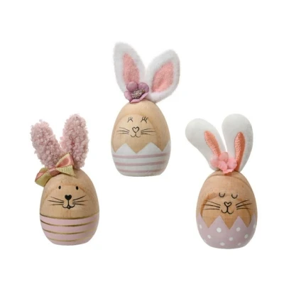 Abbildung von Dekofigur Osterhase 12,5cm Holz 1 Stück Sortiert Dekohase für Ostern Frühling als Osterdeko Osterschmuck Osterfiguren Ostergeschenk Frühlingsdeko Tischdeko Natur Weiß Rosa