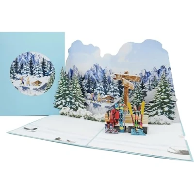 Abbildung von Favour Pop Up® NEU 3D Karte für Winterurlaub, Skifahren, Schneeschuhwandern, Snowboard, perfekt Geldgeschenk oder Gutschein. XP841