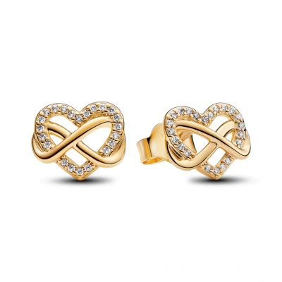Abbildung von Pandora Sparkling Infinity Heart Ohrringe, Damen, Größe: One Size, Gold plated
