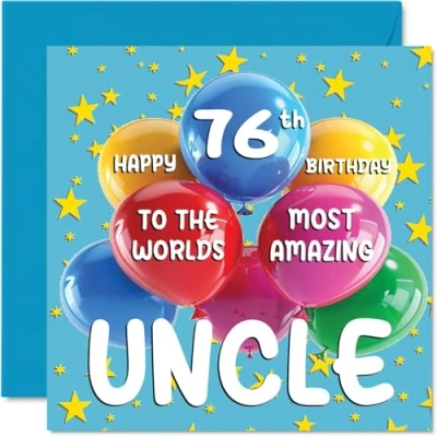 Abbildung von Geburtstagskarte für Onkel zum 76. Geburtstag World&#039;s Most Amazing Oncle von Nichte Neffe, 145 x mm, Alter 76, sechsundsiebzig Grußkarten