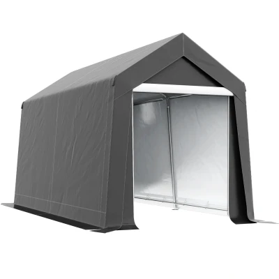 Abbildung von Outsunny Gerätezelt 2,1 x 3,6 2,35 m Garagenzelt mit UV Schutz, Personen: 1 (Lagerzelt, tlg., Foliengarage), für Motorrad, Gartengeräte, Dunkelgrau