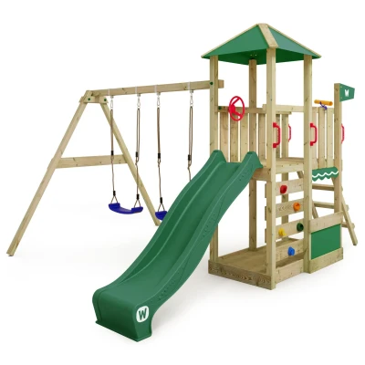 Abbildung von Spielturm Klettergerüst Smart Savana mit Schaukel &amp; grüner Rutsche WICKEY