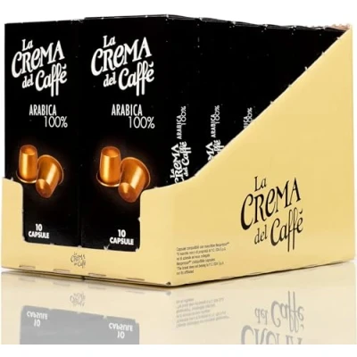 Abbildung von La Crema del Caffè 100% Arabica, 120 Nespresso kompatible Kaffeekapseln, Arabica Premiummischung, Zarter und Ausgewogener Geschmack mit Blumigen Fruchtigen Noten