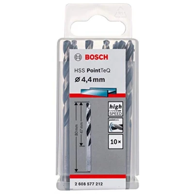 Abbildung von Bosch Professional 10 Stück HSS Spiralbohrer PointTeQ (für Metall, 4,4 x 47 80 mm, Zubehör Bohrschrauber)