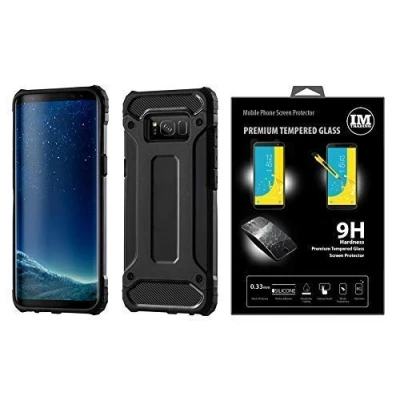 Abbildung von cofi1453 Schutzhülle HYBRID + 9H Schutzfolie kompatibel mit Modelle Case Outdoor Hülle Schutzglas Echt Glas Motorola Moto G6 Plus