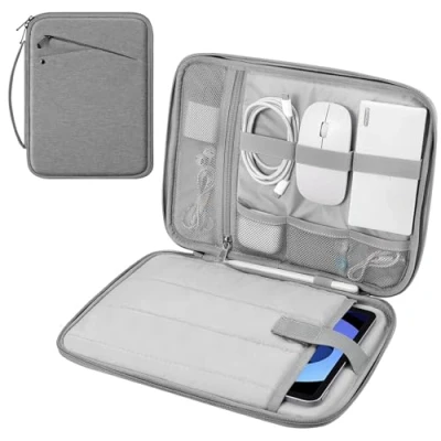 Abbildung von MoKo 9 11 Zoll Tablet Tasche, Tragetasche mit Griff für iPad Pro M4 2024/11 Air M2 2024/iPad 10th 10,9 5/4 10,9, Galaxy Tab S9/S8/S7/A9+/A8/A7, Hell Grau