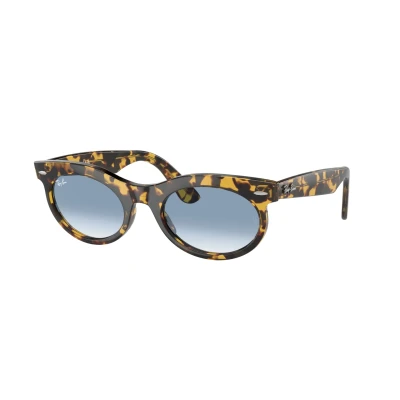 Abbildung von Ray Ban Wayfarer OVAL Unisex Sonnenbrille, Größe: 53, Yellow havana/clear blue