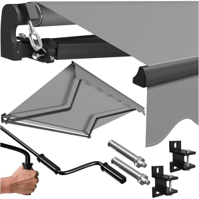 Abbildung von KESSER® Gelenkarmmarkise Vormontiert Markise Gelenkmarkise 300 x 250 cm Terrassenmarkise Sonnenmarkise inkl. Wandhalterung Sonnenschutz Balkonmarkise wasserabweisend Alu/Polyester Grau