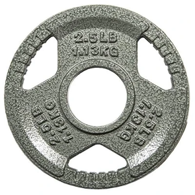 Abbildung von Signature Fitness Hantelscheibe aus Gusseisen für Krafttraining und Gewichtheben, 5,1 cm Mitte, 1,1 kg (einzeln)