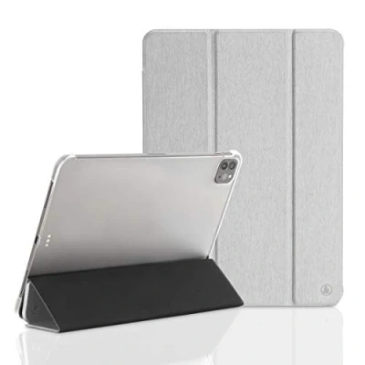 Abbildung von Hama Hülle für iPad Pro 2020 11 Zoll (aufklappbares Case Apple Tablet, Schutz mit Standfunktion, transparente Rückseite, magnetisches Cover Auto Wake/Sleep Funktion) silber