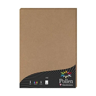 Abbildung von Clairefontaine 29135C Packung mit 50 Blatt Pollen, DIN A4, 210 x 297 mm, 120g, Kraft Natur
