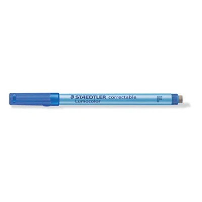 Abbildung von STAEDTLER Lumocolor 305 F 3 correctable Folienstift Spitze, circa 0.6 mm, 10 Stück im Kartonetui, blau