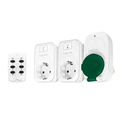 Abbildung von LogiLink EC0009 Steckdosenset mit Fernbedienung bis zu 30m, 2X Innenbereich &amp; 1x Aussenbreich (IPX4)
