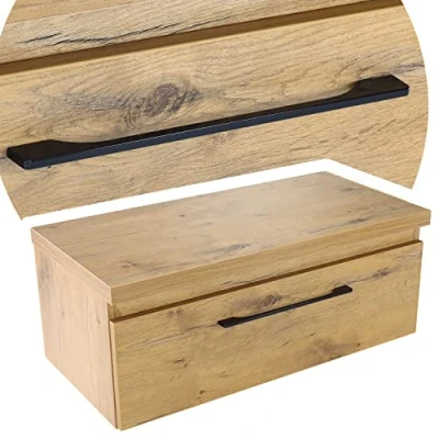 Abbildung von paplinskimoebel Badezimmer Badmöbel Unterschrank Schrank Waschbecken + schwarzes Oberteil 80,5 x 39 32 cm aufsatzwaschbecken gesetzt mit waschbeckenunterschrank badschrank Holz Soft Close System