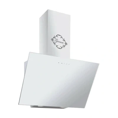 Abbildung von GURARI kopffrei Dunstabzugshaube 60 cm Wandmontage 286 WH 6 Prime Kopffreihaube Weiß Glas Wandhaube Umluft/Abluft Abzugshaube 1000m3/h mit Fernbedienung Randabsaugung, TouchControl, Timer