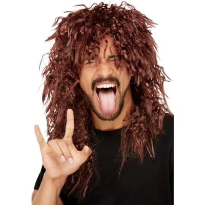Abbildung von Smiffys Hard Rocker Perücke, Braun, Lang und zerzaust