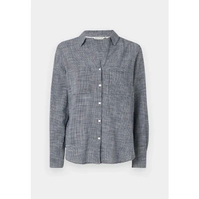Abbildung von TOM Tailor Blouse WITH SLUB Structure Hemdbluse, Damen, Größe: 34, Midnight navy blue