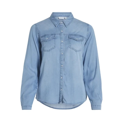 Abbildung von VILA Vibista Sunoos Hemdbluse, Damen, Größe: Small, Medium blue denim