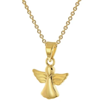 Abbildung von trendor Kette mit Anhänger Engel 585 Gold vergoldeter Silberkette