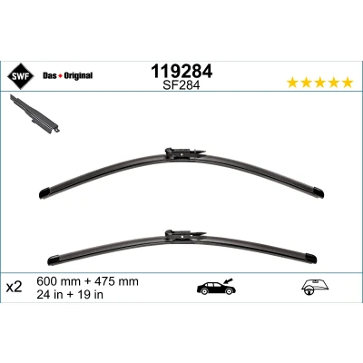 Abbildung von Scheibenwischer Swf Visioflex 119284 vorne Rahmenlos BMW: 3 GT, Limousine, X1, MERCEDES BENZ: CLA Coupe, GLA, A Klasse, INFINITI: Q30, QX30 I