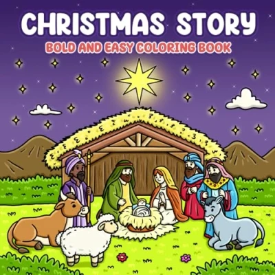 Abbildung von Christmas Story Coloring Book: Bold And Easy Book For Kids About the Birth of Jesus (Fun Coloring, Band 1)