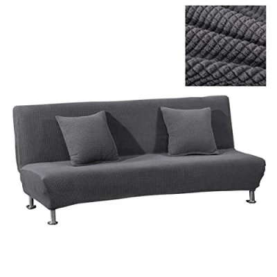 Abbildung von WINS Sofabezug für Schlafsofa, ohne Arm, dehnbar, rutschfest, Futonbezug, 2 Sitzer, Grau