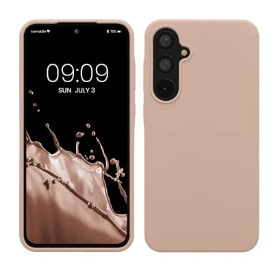 Abbildung von kwmobile Hülle kompatibel mit Samsung Galaxy A55 5G Silikon Handy Case Handyhülle weiche Oberfläche kabelloses Laden Altrosa matt