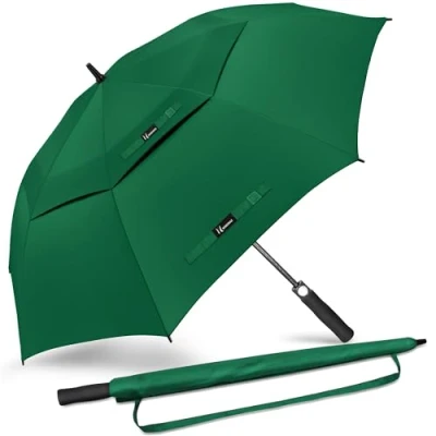 Abbildung von NINEMAX Regenschirm Groß Sturmfest,Golf Stockschirm XXL Automatik Auf,68 Inch für Herren Damen,Doppelt üBerdachung BelüFtet(Grün)